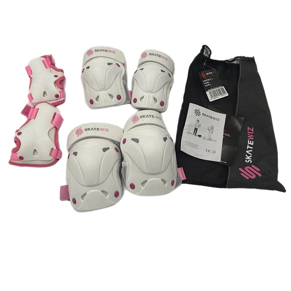 SKATEWIZ Protective Gear Set, Kids Protective‎ Gear Set - White and Pink NEW